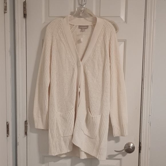 Woman Within Ivory Knit Cardigan - Picture 1 of 8